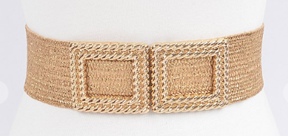 Squared Buckle Elastic Belt - Gold or Silver