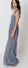 Load image into Gallery viewer, Jean Jumpsuit with white stripes
