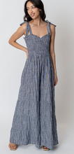 Load image into Gallery viewer, Jean Jumpsuit with white stripes
