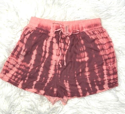 Pink tie die shorts