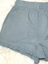 Load image into Gallery viewer, Light Blue Ruffled linen shorts
