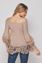 Load image into Gallery viewer, Boho Off- Shoulder lace detail Blouse
