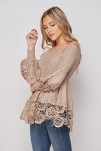 Load image into Gallery viewer, Boho Off- Shoulder lace detail Blouse
