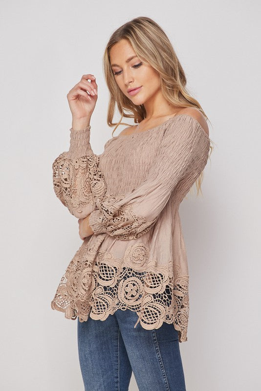 Boho Off- Shoulder lace detail Blouse