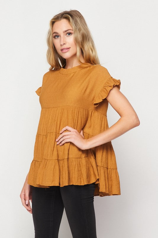 Rust Orange A-line Ruffled blouse