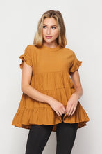 Load image into Gallery viewer, Rust Orange A-line Ruffled blouse
