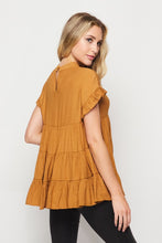 Load image into Gallery viewer, Rust Orange A-line Ruffled blouse
