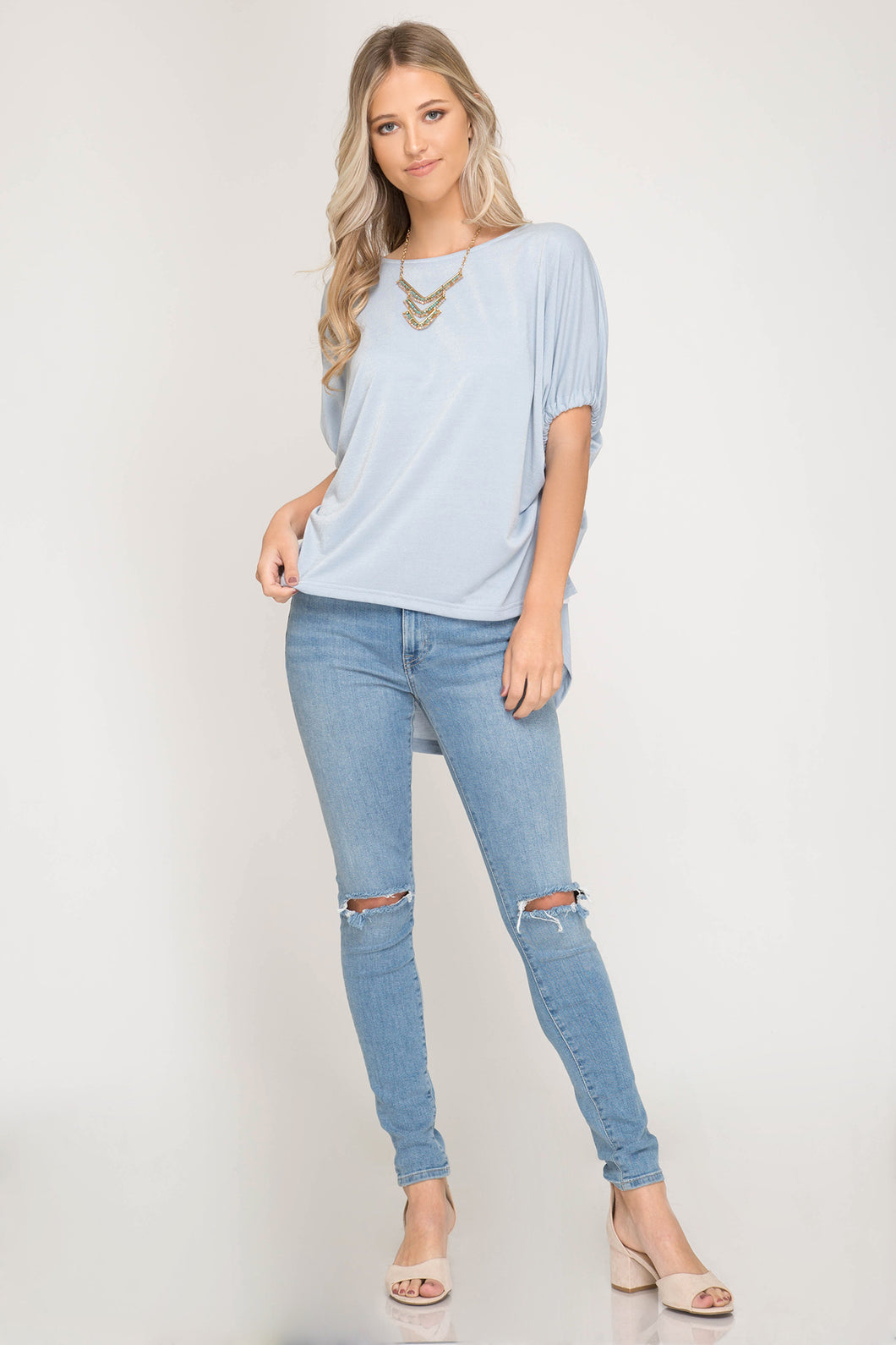 Soft Blue Batwing top