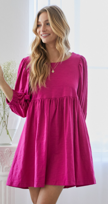 3/4 Sleeve Berry Color Dress