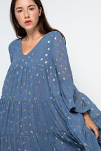 Load image into Gallery viewer, Ruffle Sleeve Boho Gold leaf Dress ( Available in various colors)
