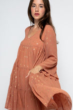 Load image into Gallery viewer, Ruffle Sleeve Boho Gold leaf Dress ( Available in various colors)
