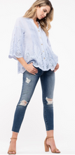 Load image into Gallery viewer, Light Blue Embroidered Top
