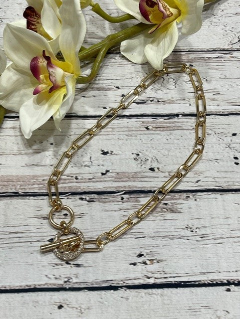 Gold and Rhinestone Chunky Necklace