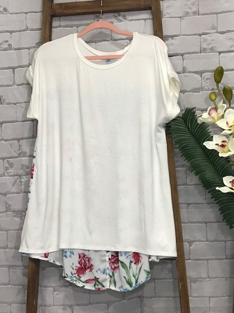 Casual beige and floral t-shirt