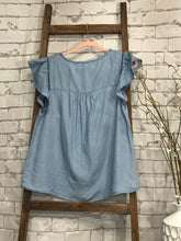 Load image into Gallery viewer, Jean top with ruffle sleeve
