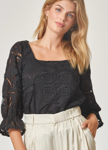 Black Lace Casual Top