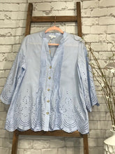 Load image into Gallery viewer, Light Blue Embroidered Top
