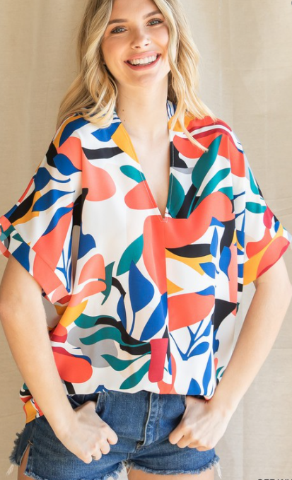 Multicolored print blouse