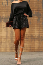 Load image into Gallery viewer, Sequin Off Shoulder Romper - Black
