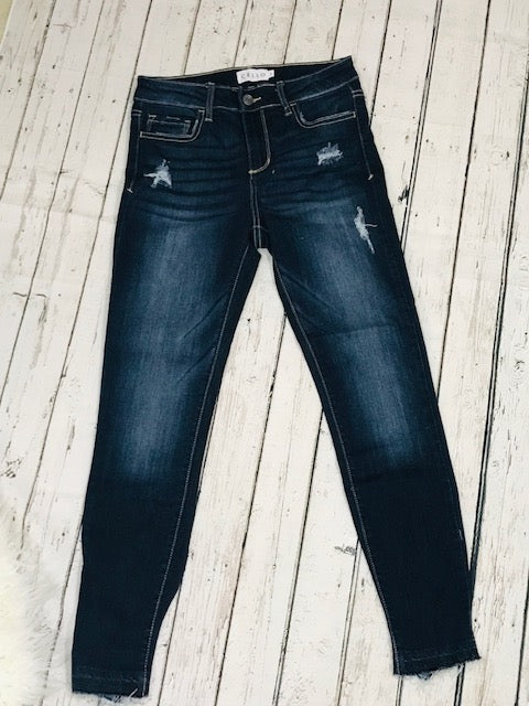 Mid-Rise Distressed Skinny Jeans (ankle)