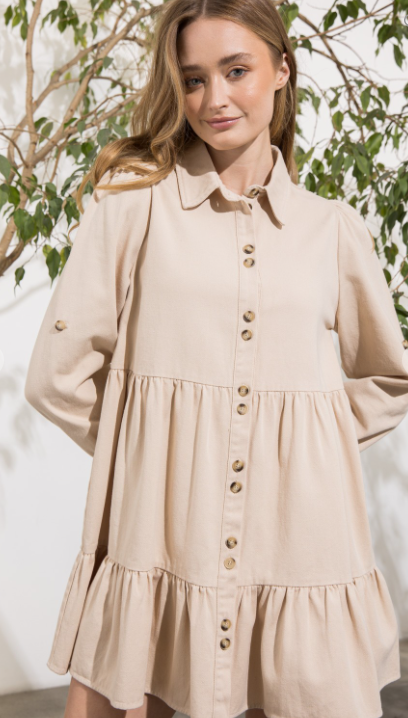 Button Down Natural Jean Dress