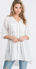 Load image into Gallery viewer, White Tunic Blouse with front buttons
