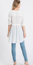 Load image into Gallery viewer, White Tunic Blouse with front buttons
