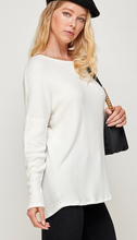 Load image into Gallery viewer, White Sweater with black detailed lace
