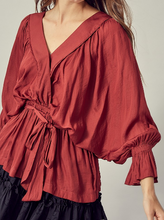 Load image into Gallery viewer, Delicate Flowy Wine Blouse
