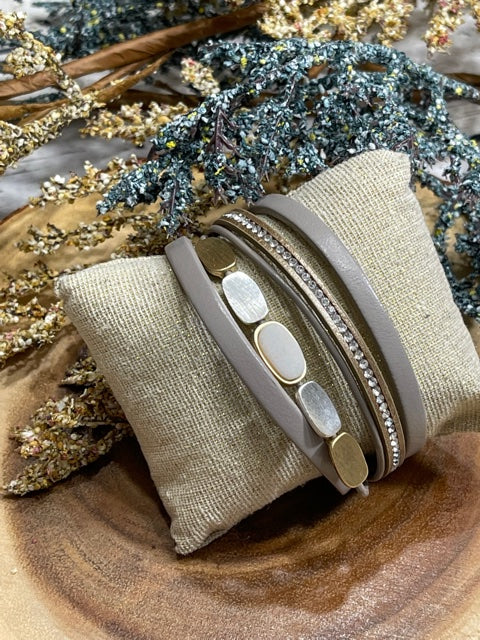 Khaki with silver and gold details bracelet