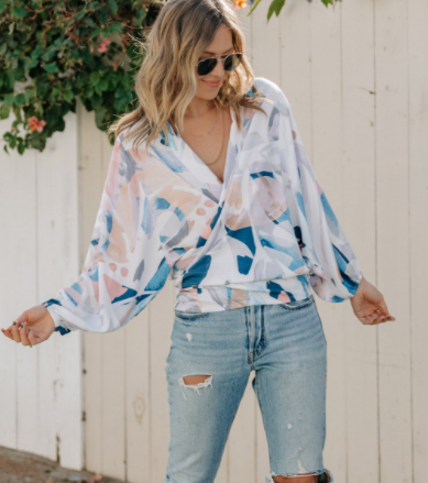 Pattern Wrap Blouse