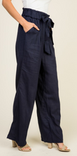 Load image into Gallery viewer, Navy Blue Wide Linen Pants
