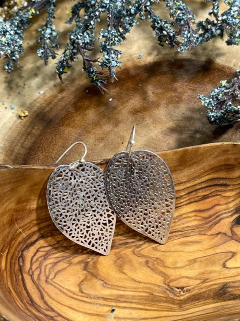 Silver Leaf Drop Earrings